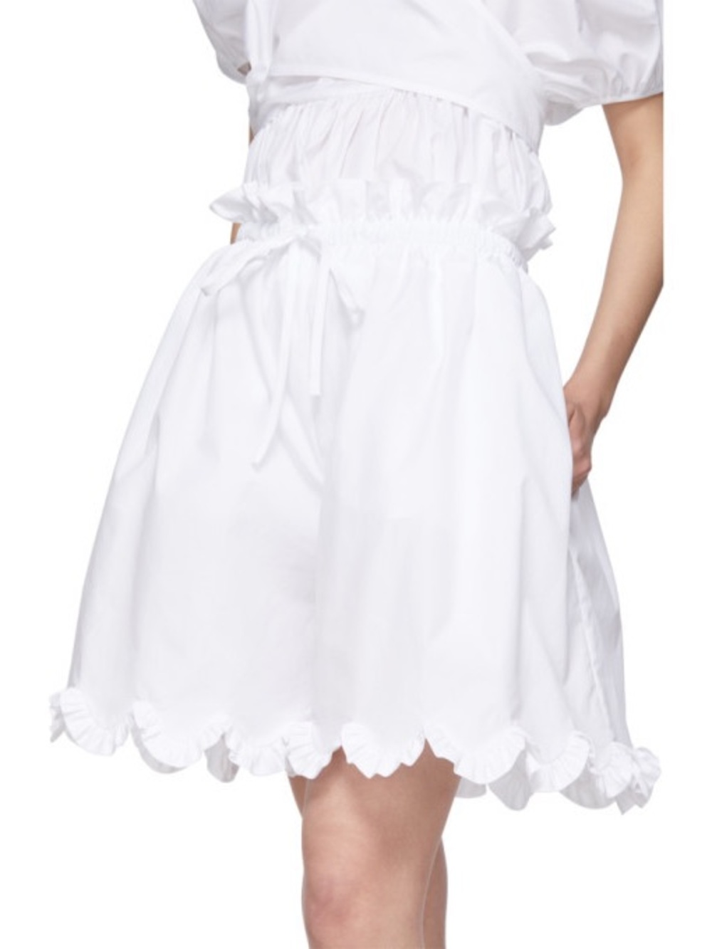 NWT Cecilie Bahnsen White Ruffle-Hem Short